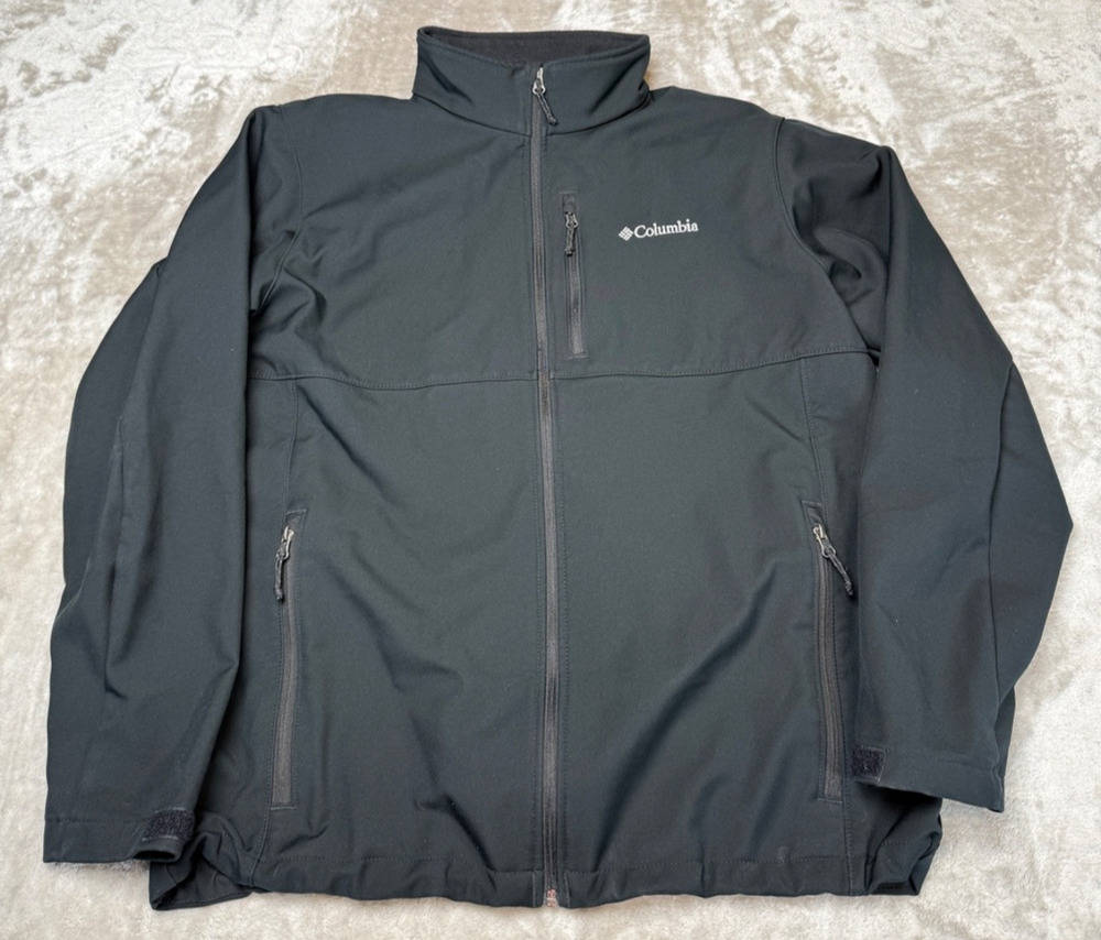 Columbia Ascender Black Water Resistant Fleece Lined Full Zip Jacket Mens XLT